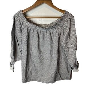 Lucky Brand Striped off the shoulder blouse 3/4 Sleeve blue white size medium